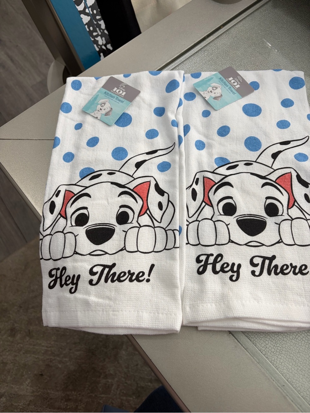 Hey There! Blue Polka Dot Dalmatian Dog kitchen Towel - Unknown Brand
